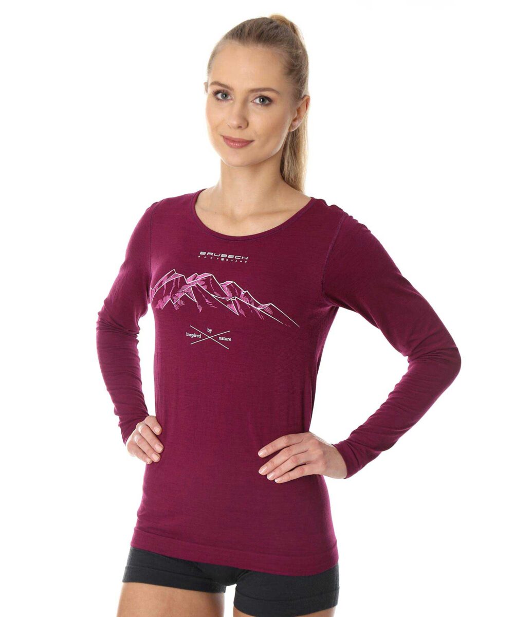 Women's Long-Sleeve Merino Wool Printed Top OUTDOOR WOOL PRO